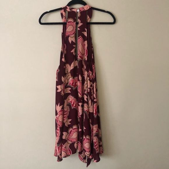 Show Me Your Mumu Tess Paisley Tie Neck Mini Dress Wine Red size Medium - Picture 4 of 9